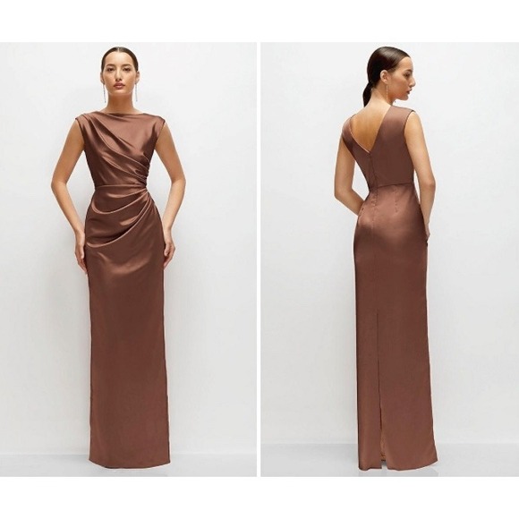 After Six Dresses & Skirts - After Six High Neck Sleeveless Cap Shoulder Satin Maxi Dress Size M